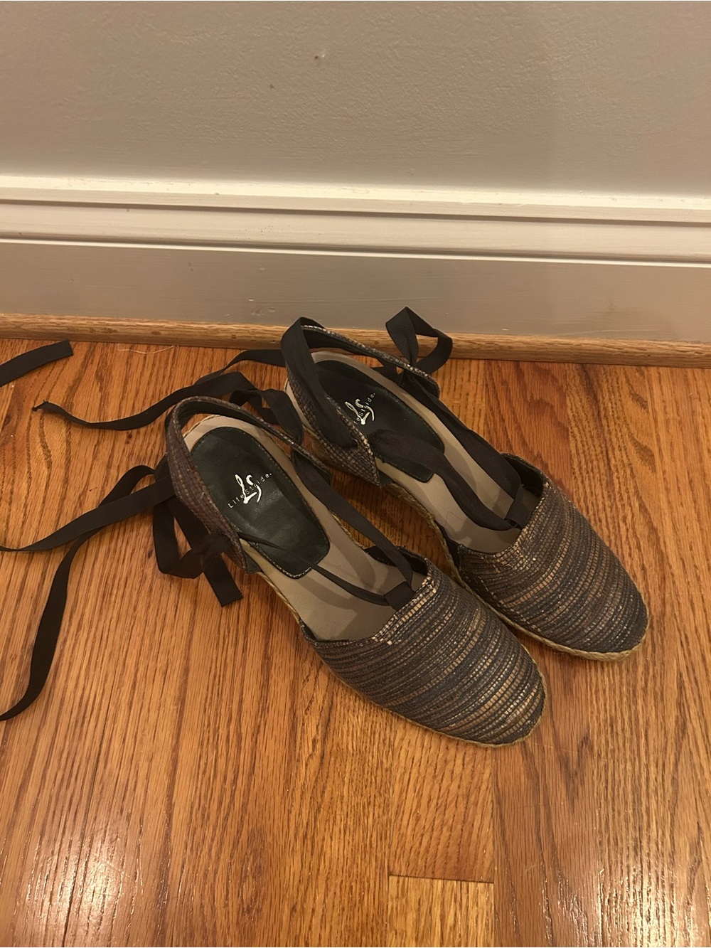 Life Stride espadrille wedge sandals, size 9W